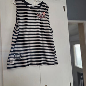 Ardene Black and White Striped Tank Top